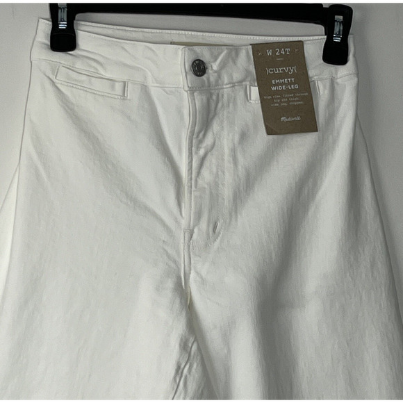 Madewell The Tall Curvy Emmett Wide Leg Jean 24T Tile White Welt Pocket Edition - Picture 3 of 13